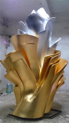 Χρυσό φύλλων αλουμινίου ανοξείδωτου σύγχρονο ασημένιο γλυπτό κολλών γλυπτών αφηρημένο